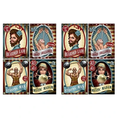 Abbildung von Beistle Vintage Circus Poster Cutouts (8 Stück), 38,7 cm, mehrfarbig