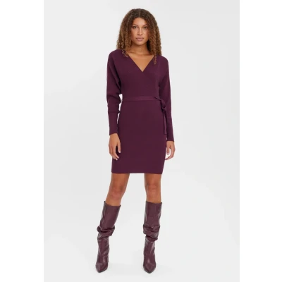 Abbildung von Vero Moda Vmhollyrem V NECK Dress Etuikleid, Damen, Größe: XL, Bordeaux