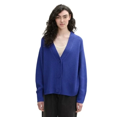 Abbildung von TOM Tailor Denim MIT Vausschnitt Strickjacke, Damen, Größe: Small, Anemone blue