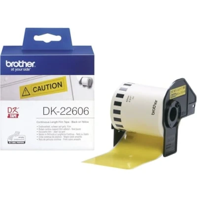 Abbildung von Brother Original DK 22606 Endlosetiketten schwarz auf gelb