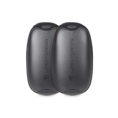 Abbildung von Lifesystems Wiederaufladbarer Doppelpack Doppelpalme Handwärmer mit Powerbank Funktionalität USB &amp; C 2x 5.000 mAh Batterien 3 Heizstufen Bis zu 9 Stunden Wärme