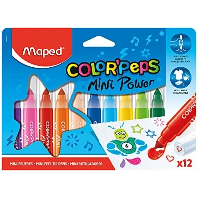 Abbildung von Maped Filzstifte COLOR&#039;PEPS MINI JUMBO mit fest eingefasste Spitze x12 Stifte ideal für die kleinsten Malanfänger Spitze: Ø 6,5 mm