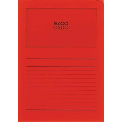 Abbildung von Elco 73695.92 Ordo classico Verpackung mit 10 Dokumentenhülle aus Papier Linienaufdruck, 220x310, 120g, intensivrot, Fenster: ja