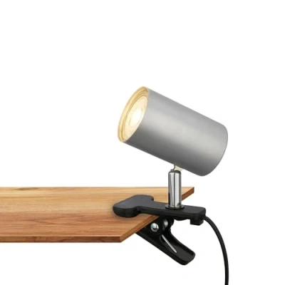 Abbildung von BRILONER Schreibtischlampe mit Kabelschalter, schwenkbar, Stecker, Leselampe, Klemmlampe, Klemmleuchte, Nachttischlampe, Leselicht Kinder, Bürolampe, Bettlampe, 16,5x6,5x12cm, Chrom Matt
