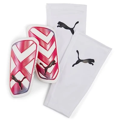 Abbildung von Puma Ultra Twist Sleeve Unisex Schienbeinschoner, Größe: Medium, White/ultra blue/fire orchid