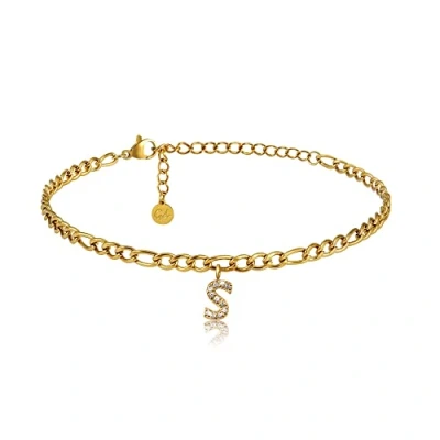 Abbildung von GD GOOD.designs Fußkettchen Gold mit Buchstaben S wasserfest 18K Vergoldung I Fussbändchen für Damen verstellbar aus Edelstahl (Buchstabe
