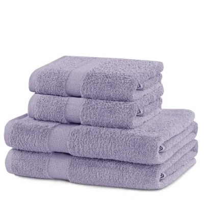 Abbildung von DecoKing 4er Set Baumwolle Qualität 525g/m² 2 Handtücher 50x100 cm und Badetücher 70x140 lila saugfähig Marina
