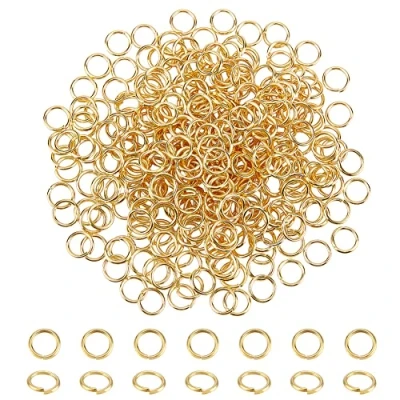Abbildung von PandaHall 360pcs Messing Sprungringe, dicht, Aber Nicht gelötet, golden, 8x1 mm