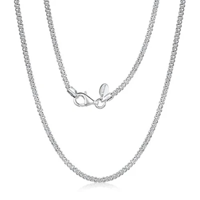 Abbildung von Amberta 925 Sterlingsilber Halskette Popcorn Kette 2.5 mm Breite Verschiedene Längen: 40 45 50 55 60 cm (60cm)
