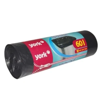 Abbildung von YORK Schwarze Müllsäcke 60l (1 Rolle mit 10 Stück) Müllsack 60 Liter Große Stabile Abfallsäcke Mülltüten Extra Stark