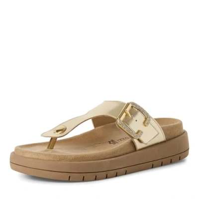 Abbildung von Marco Tozzi Pantolette Zehentrenner, Damen, Größe: 39, Platinum Schuhe
