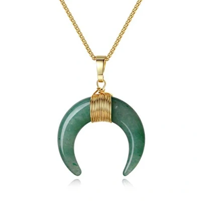 Abbildung von COAI Geschenkideen Doppelhorn Mond Anhänger aus Karneol Amulett Halskette für Damen