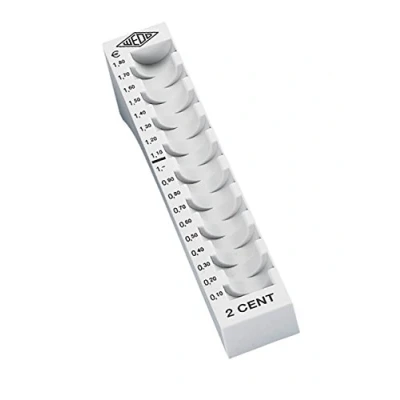 Abbildung von Wedo 160700237 Münzrille (0,02 Euro, 2 Cent, Kunststoff für 90 Münzen mit Markierungen 18 x 4,5 3,2 cm) lichtgrau