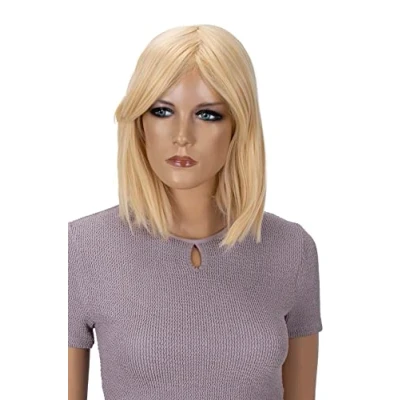 Abbildung von CAISHA Perücke Bob Kurzhaar Cosplay Theater Show Hitzebeständig Synthetik Glatt Hellblond Gelblich SH032m