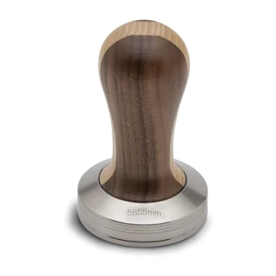 Abbildung von Lelit Kaffee Tamper für LELIT58 Filter mit Holzgriff Silber/Braun (zweifarbig)