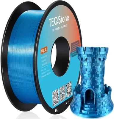 Abbildung von TEQStone Silk PLA Filament 1.75mm Hellblau (Himmel Blau) 1KG, Hochglänzende Oberfläche, Sauber Gewickelt, Maßhaltigkeit +/ 0.02mm Vakuumverpackung