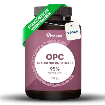 Abbildung von OPC Traubenkernextrakt Hochdosiert mit 95% reines Aus französischen Weintrauben Laborgeprüft (HPLC Methode), Vegan 180 Tabletten Vitavea