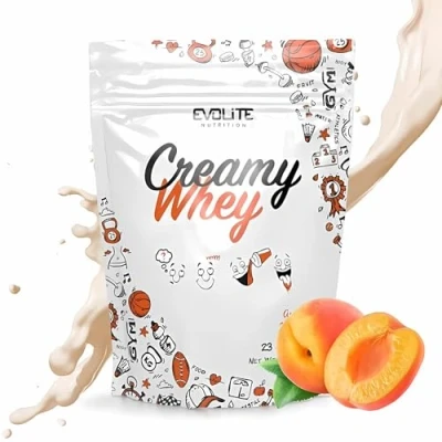 Abbildung von Evolite Whey Protein Pulver 700 g Molke Powder mit Buttermilch 21 pro Portion 23 Portionen Molkenprotein Konzentrat Ideal zum Muskelaufbau und erhalt Apricot