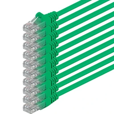 Abbildung von 1m grün 10 Stück (PACK) CAT.6 CAT6 Ethernet Lan Netzwerk Kabel 1000 Mbit/s Patchkabel