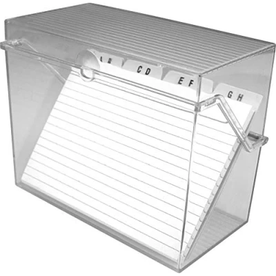 Abbildung von helit H6214802 Karteikarten Box „the index“ DIN A8 quer, inkl. 100 und Register, Kleinkartei glasklar