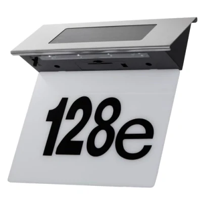 Abbildung von Maclean MCE423 Solar Hausnummernleuchte Plexiglas: 17x13cm Hausnummer mit LED Beleuchtung Dämmerungssensor IP44 60lm 1.5W Kaltweiß 6000K Außenwandleuchte