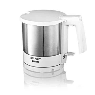 Abbildung von Cloer 4721 Wasserkocher, 2000 W, innen liegende Füllmengenmarkierung, Trockengeh und Überhitzungsschutz, 1 Liter, mattierter Edelstahlbehälter, Weiß