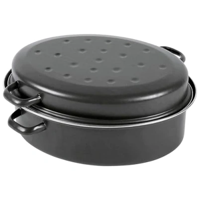 Abbildung von Krüger Gansbräter in schwarz aus Chrom, Emaille, weiß, 34 cm