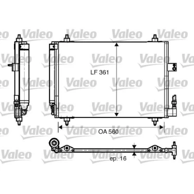 Abbildung von VALEO 817824 Klimakondensator mit Trockner Aluminium 361 R 134a CITROËN: C5 II Estate, PEUGEOT: 407 SW