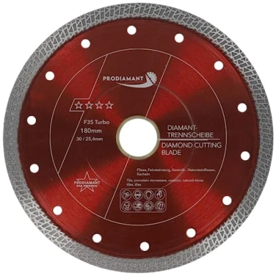 Abbildung von PRODIAMANT Diamanttrennscheibe Fliese Feinsteinzeug 180mm x 30 mit Ring 25,4 mm Fliesenscheibe für Tischmaschinen Wassersäge und elektrische Fliesenschneider