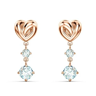 Abbildung von Swarovski Lifelong Heart Drop Ohrhänger, Herz, Weiß, Roségold Legierungsschicht