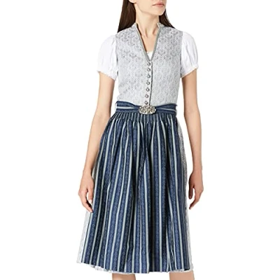 Abbildung von Stockerpoint Damen Dirndl Leonie Kleid, grau blau, 38