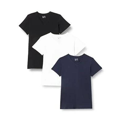 Abbildung von berydale Damen T Shirt Bd158, Weiß/Dunkelblau/Schwarz 3er Pack, M