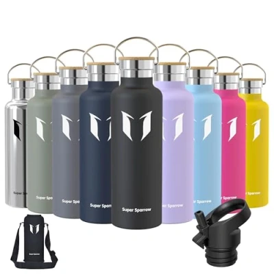 Abbildung von Super Sparrow Trinkflasche Edelstahl Wasserflasche 750ml Isolier Flasche mit Perfekte Thermosflasche für Das Laufen, Fitness, Yoga, Im Freien und Camping Frei von BPA