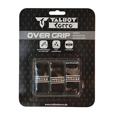 Abbildung von Talbot Torro Griffband Overgip, Überwickelband für Badminton, Squash, Tennis, 3er Blister, 449167, schwarz, 113 x 2,7 cm, Stärke 0,6 mm