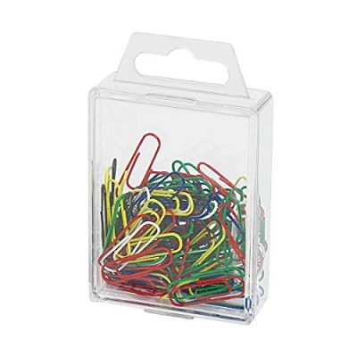 Abbildung von Wedo 901244299 Büroklammern (Metall, 27 mm, mit Kunststoffüberzug) 100 Stück, farbig sortiert