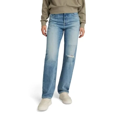 Abbildung von G Star Viktoria HIGH Jeans Straight Leg, Damen, Größe: 31x32, Faded ripped denali blue