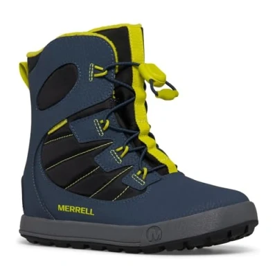 Abbildung von Merrell Unisex Snowboot/Winterstiefel für Kinder, Größe: 34, Navy/lime Schuhe