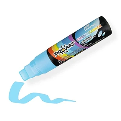 Abbildung von LEVIATAN Kreidemarker Kreidestifte für Fenster Flüssigkreidestift Tafelstift Abwaschbar Glasstift Keilspitze 15mm Blau