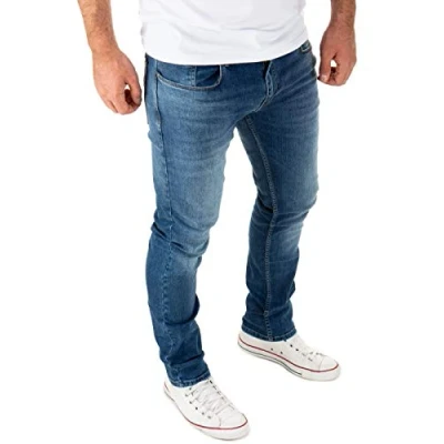 Abbildung von WOTEGA Justin Herren Jeans Slim Fit Stretchjeans Hosen für Männer Stretch Herrenhosen Jeanshosen, Mittelblau (Blue Indigo 193928), W40/L30