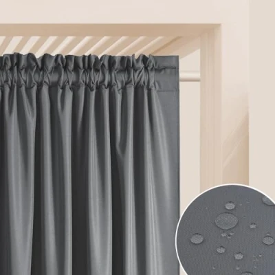 Abbildung von ROOM99 Outdoorvorhäng mit Kräuselband Garden Line 155 x 220 cm Breite Höhe Outdoor Vorhang wetterfest Wasserdicht Sichtschutz Sonnenschutz Gardinen Garten Winddicht Dunkelgrau, 1 Stück