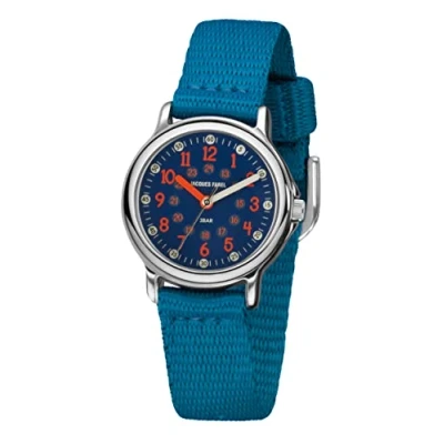 Abbildung von JACQUES FAREL Kinder Armbanduhr Lernuhr Jungen Analog Quarz mit Textilband extra weich Blau KCF 078