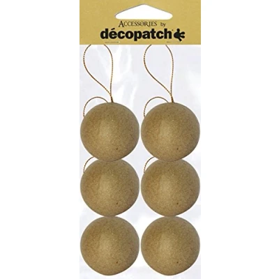 Abbildung von Decopatch Décopatch NO006O Weihnachtskugel M aus Pappmaché, 6,5 x cm, zum Verzieren und Aufhängen, perfekt für Weihnachtsdeko, Kartonbraun, 6er Set
