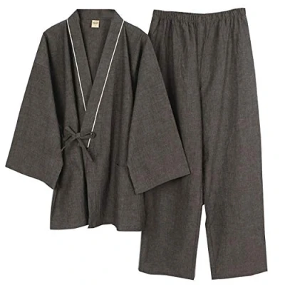 Abbildung von (Large, Gray897) Men&#039;s Japanese Style Robes Kimono Pyjamas Suit Meditation Set