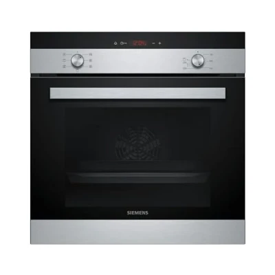 Abbildung von Siemens HB113FBS1, iQ100 Einbau Backofen, 60 x cm, Schwarz, Edelstahl, Schnellaufheizung, Gleichmäßig Bräunung durch 3D Heißluft, einfache Bedienung dank LED Display und versenkbarer Drehwähler