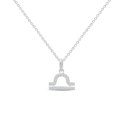 Abbildung von Amberta Damen Kette Sternzeichen mit Zirkonia aus 925 Sterlingsilber Halskette Silber Sternzeichen: Waage
