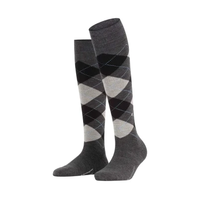 Abbildung von Burlington Damen Kniestrümpfe Marylebone W KH Wolle lang gemustert 1 Paar, Grau (Asphalt Melange 3180) neu umweltfreundlich, 36 41