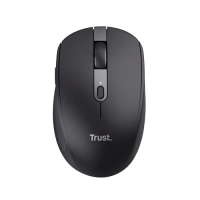 Abbildung von Trust Ozaa Leise Kabellose Maus Bluetooth + 2.4GHz, Kompakte Mehrgeräte Funkmaus, 60% Recyclingkunststoff, Wiederaufladbare Laptop PC Computer Windows Android Mac Schwarz