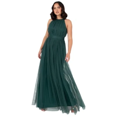 Abbildung von Anaya with Love Ladies Maxi Dress for Women Halter Neck Long Sleeveless Belt A Line Evening Gown Ball Prom Wedding Guest Bridesmaid, Smaragdgrün 40
