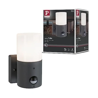 Abbildung von Paulmann 94648 Außenleuchte Wandleuchte Tubs mit Bewegungsmelder IP44 rund max. 15 W Grau matt Aussenleuchten Metall, Kunststoff Gartenleuchte E27