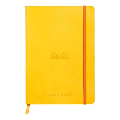 Abbildung von Rhodia 117756C Notizheft Goalbook (DIN A5, 14,8 x 21 cm, Dot, praktisch und trendige, mit weichem Deckel, 90g, elfenbeinfarbigem Papier, 120 Blatt, Gummizug, Lesezeichen) 1 Stück, Gelb